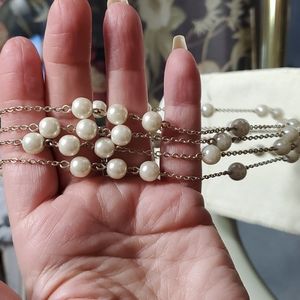 Silver color and pearl 30" necklace